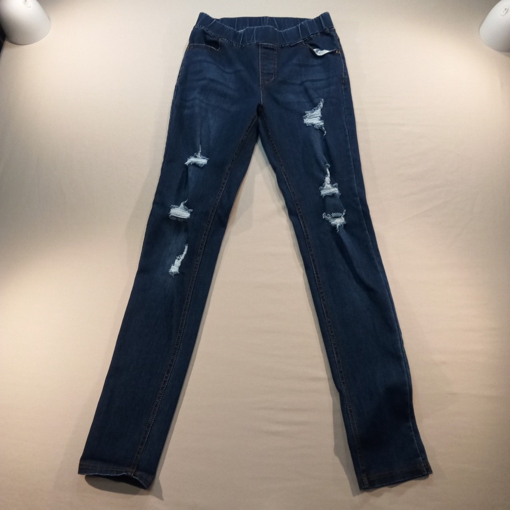 JVINI Women's Distressed Pull-On Jegging Jeans Blue Size Small Skinny Stretch‎